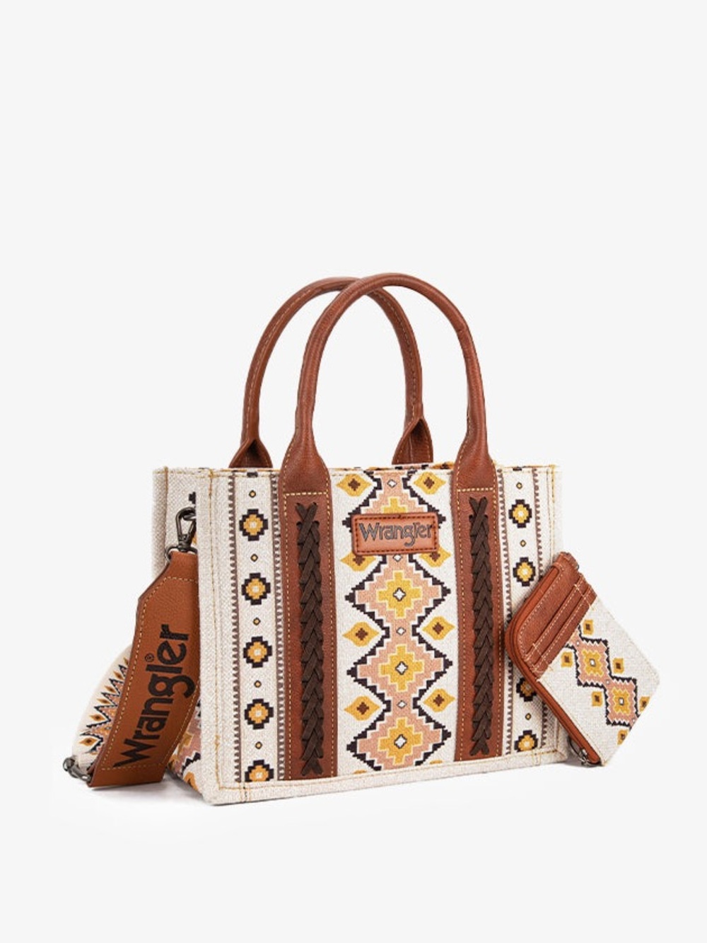 Wrangler Cream & Brown Southwestern Embroidered Tote
